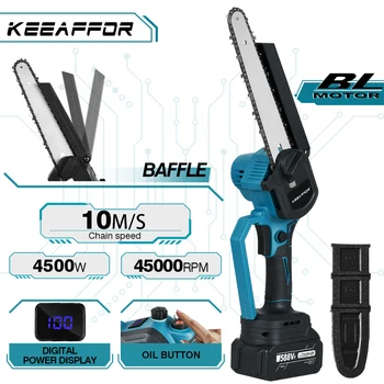 KEEAFFOR 8-calowa bezszczotkowa piła elektryczna automatyczna olejarka piła łańcuchowa ręczne przycinanie ogrodu narzędzie do obróbki drewna do akumulatora Makita 18V