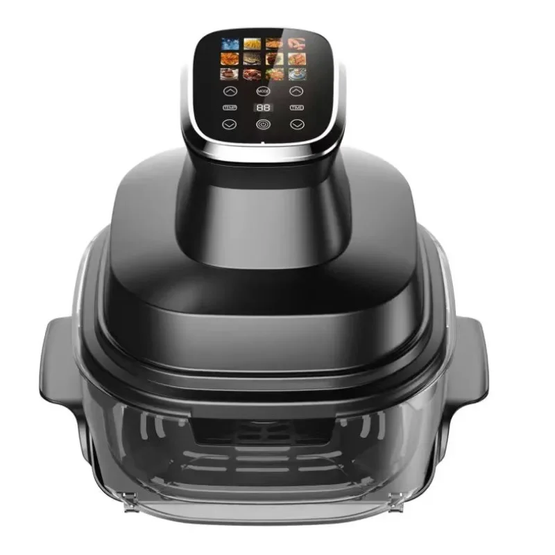 Portable Air Fryer 6 In 1 Digital Panel Double Glass Bowl Compact Household Kitchen Cooking Accessory Parts