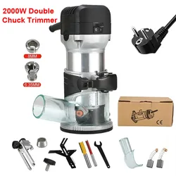 Enrutador de madera eléctrico de 6 velocidades, 2000W, para fresa de madera de 6,35/8mm, 220V, enchufe europeo, fresadora de madera, herramientas de carpintero Diy