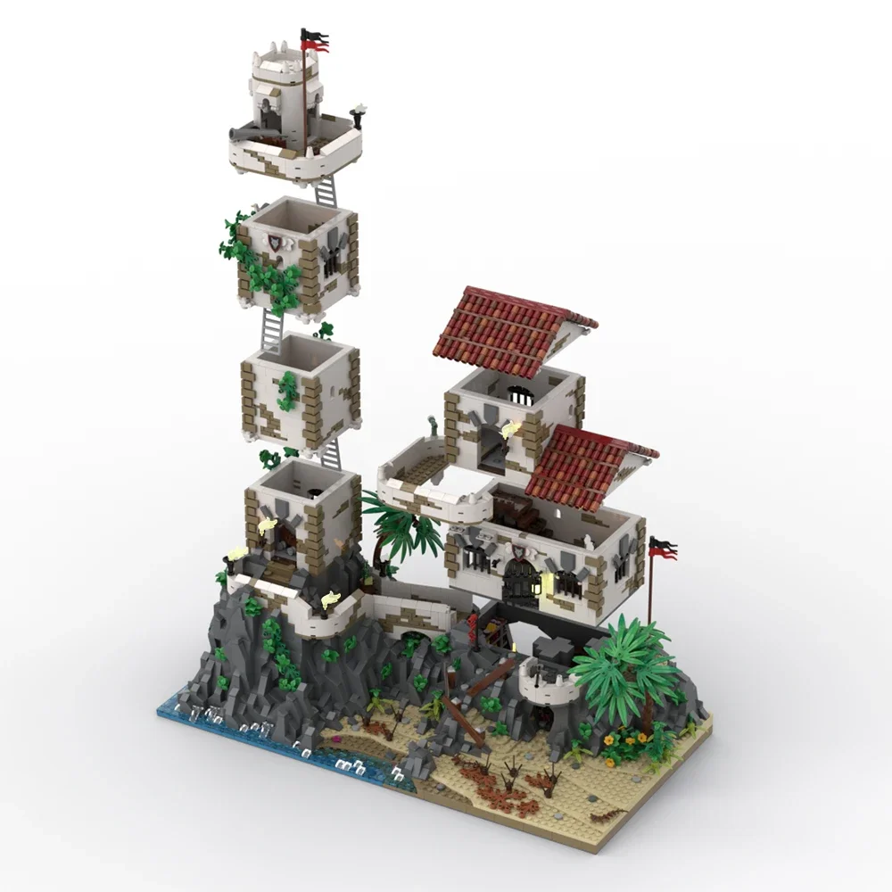 MOC Maritime Architecture Pirates of Barracuda Bay Island Building Blocks Port Sauvage Cursed Beach House Model Toys Adult Gifts