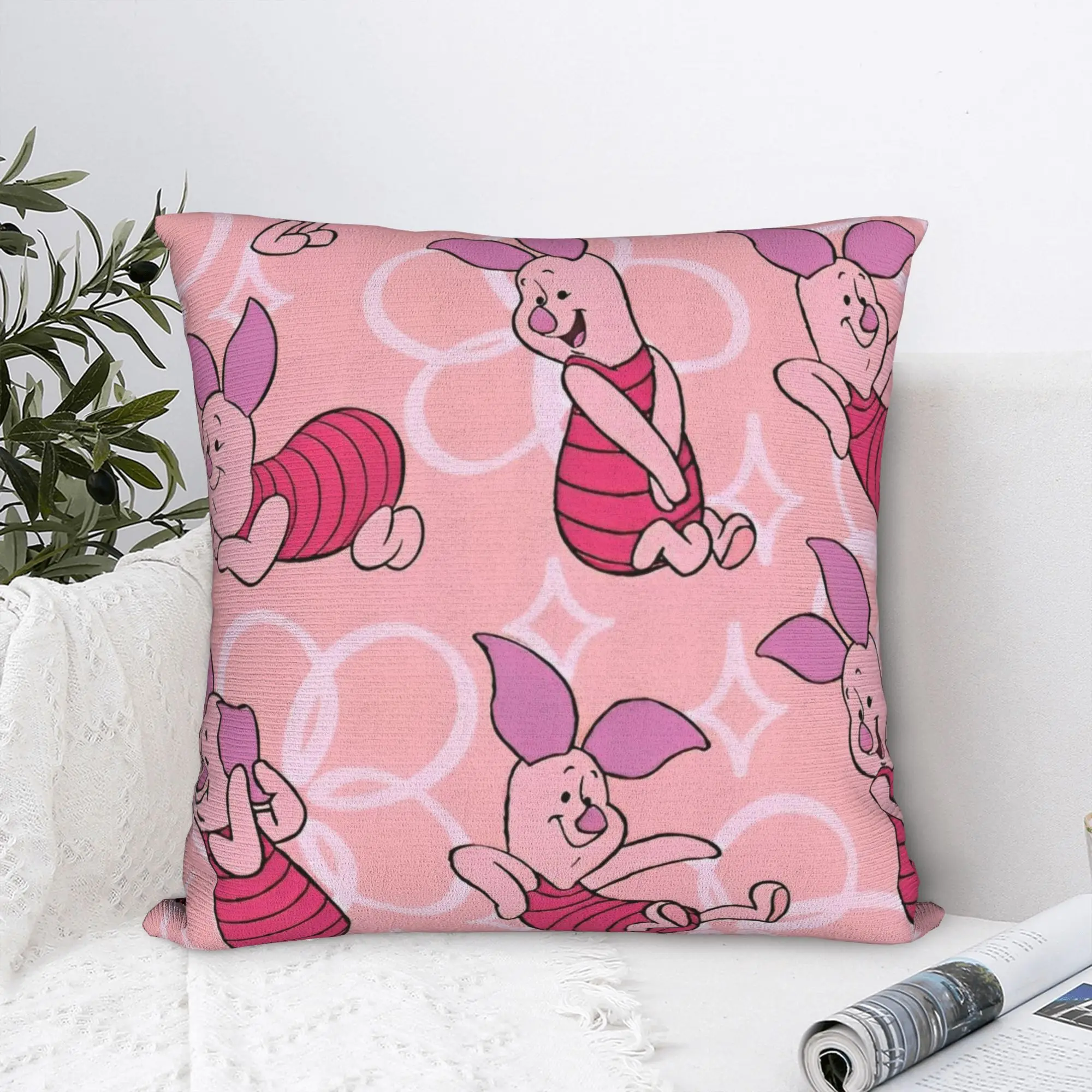 Pink Pig Winnie the Pooh Piglet Square Pillow Cases  Cushion Covers Vintage Zipper Decorative Pillowcase for Car 45x45cm