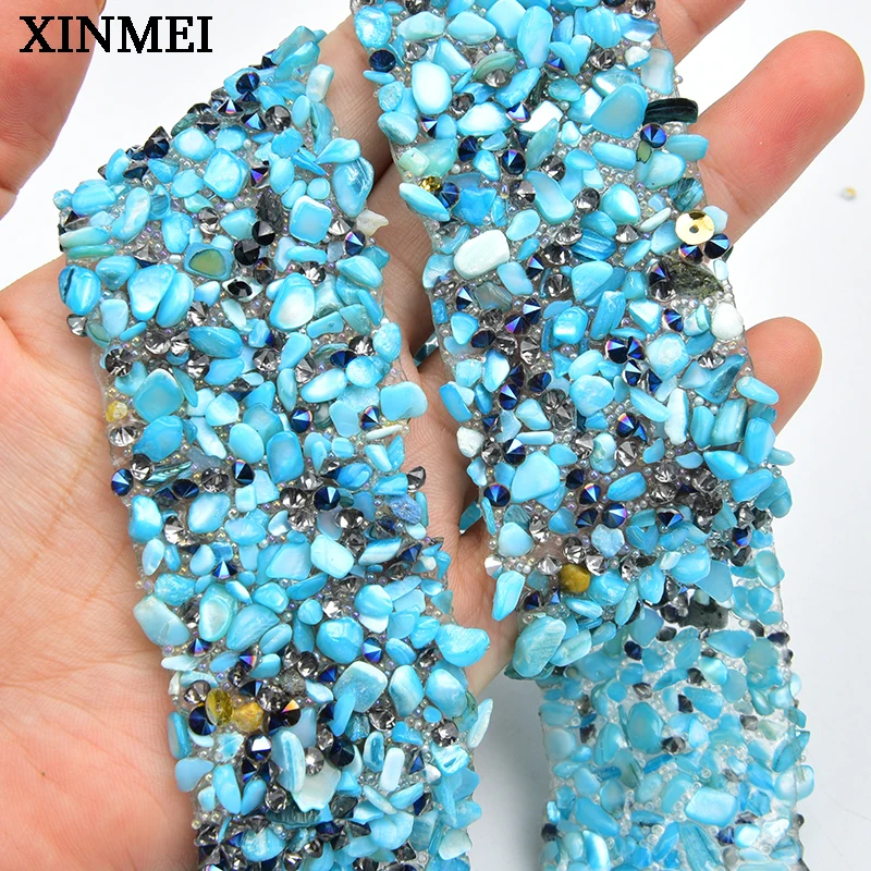 New 50cm 1 Meter Rhinestone Trim Crushed Stone And Crystal Mesh Strass Chain Banding Hot Fix Wedding Decoration Bridal Applique