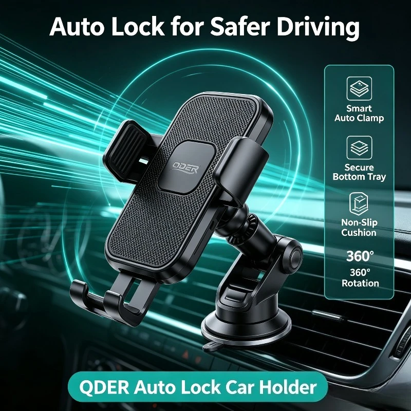 Support de téléphone pour grille d'aération de voiture QDER Gravity, rotatif à 360°, fixation automatique, support universel pour grille d'aération de voiture, pour iPhone, Samsung, Xiaomi, téléphones mobiles Android
