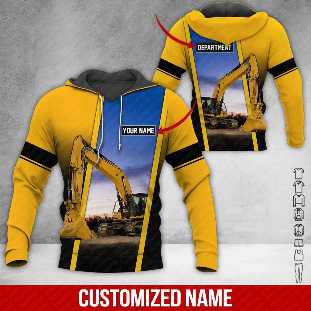 Nome personalizado escavadeira operador escavador camo cosplay uniforme retro tatuagem vintage 3dprint harajuku pulôver zip jaqueta hoodies a18