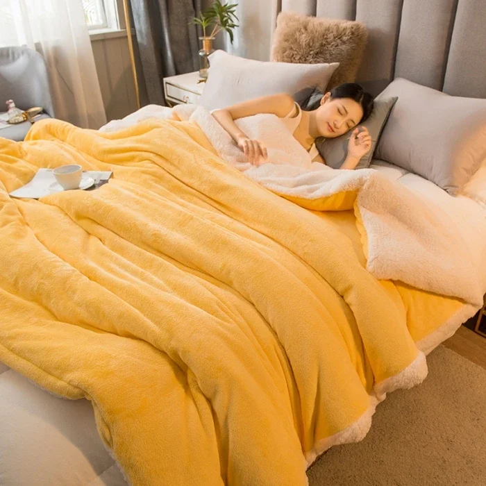 Wool Throw Blanket Keep Warm Winter Bed Blankets Double Sided Queen Duvet Cover Camping Double Bed Cover Bedspread On The Bed image 3