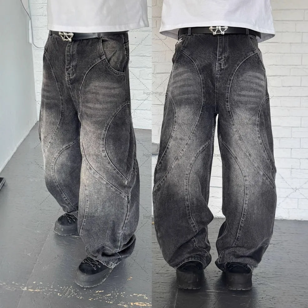 

Мужские прямые джинсовые брюки, джинсы до щиколотки, брюки с карманами, свободные уличные свободные потертые брюки на молнии, винтажные