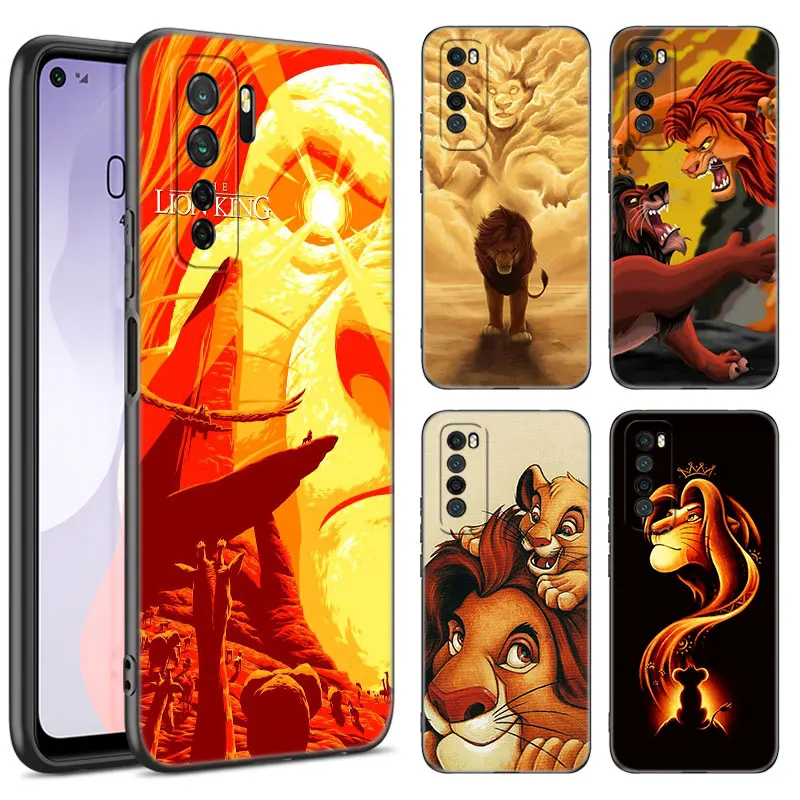 The King Lion Simba Black Silicone Phone Case For Huawei Nova 11 12 Ultra 9 10 SE Pro 11E 11i 12i Y70 + Y60 Y61 Y71 Y72 Y90 Y91