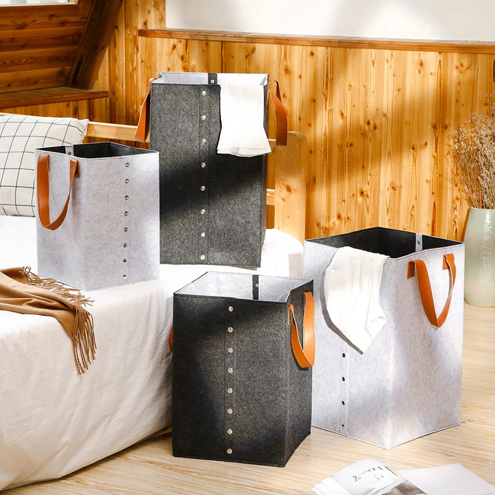 

1pc Folding Storage Basket Large Capacity Portable Moisture Proof Breathable Laundry Basket For Home Sundries Organizer Felt