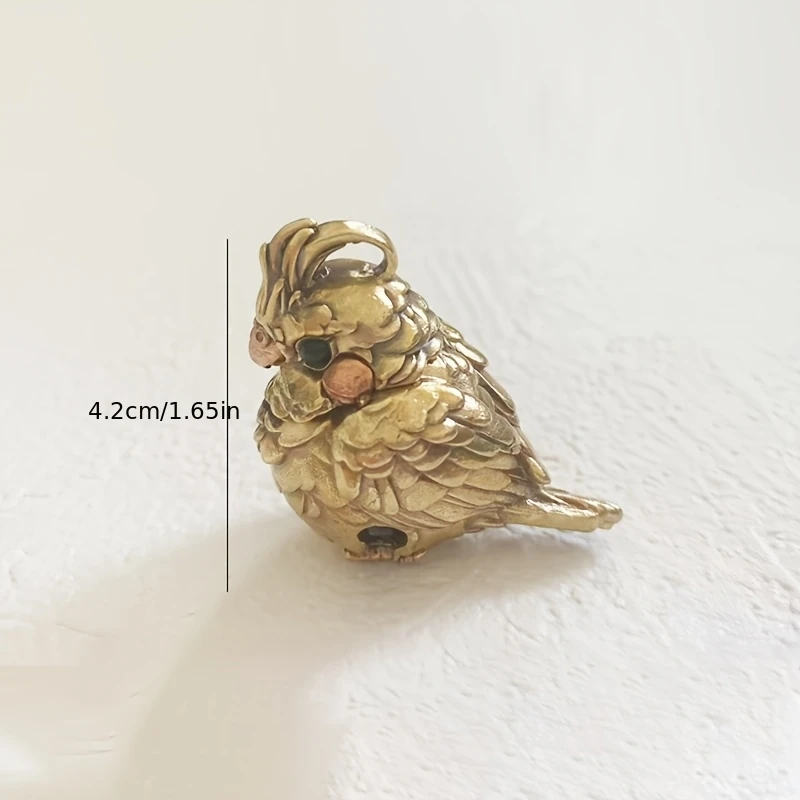 Brass Parrot Bell Keychain Pendant Small Bird Bell Ornament for Home Decor