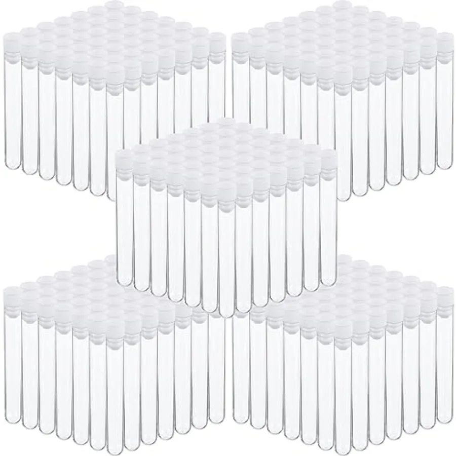 

500 Pcs Test Tubes 10 ml Clear Plastic Test Tubes with Caps 16 x 100 mm Small Propagation Tubes for Scientific Experiments Plan