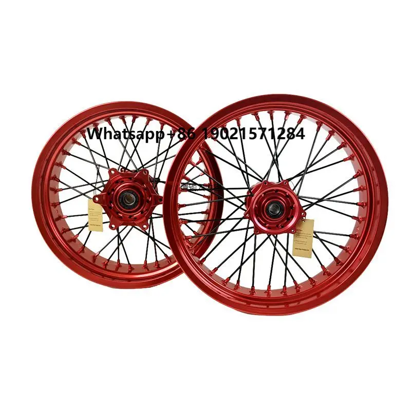 

17-Inch Supermoto Wheels with Red Aluminum Alloy Rims and Hubs Fitted for CR125/CR250R/CRF250R/CRF450R Motorcycles