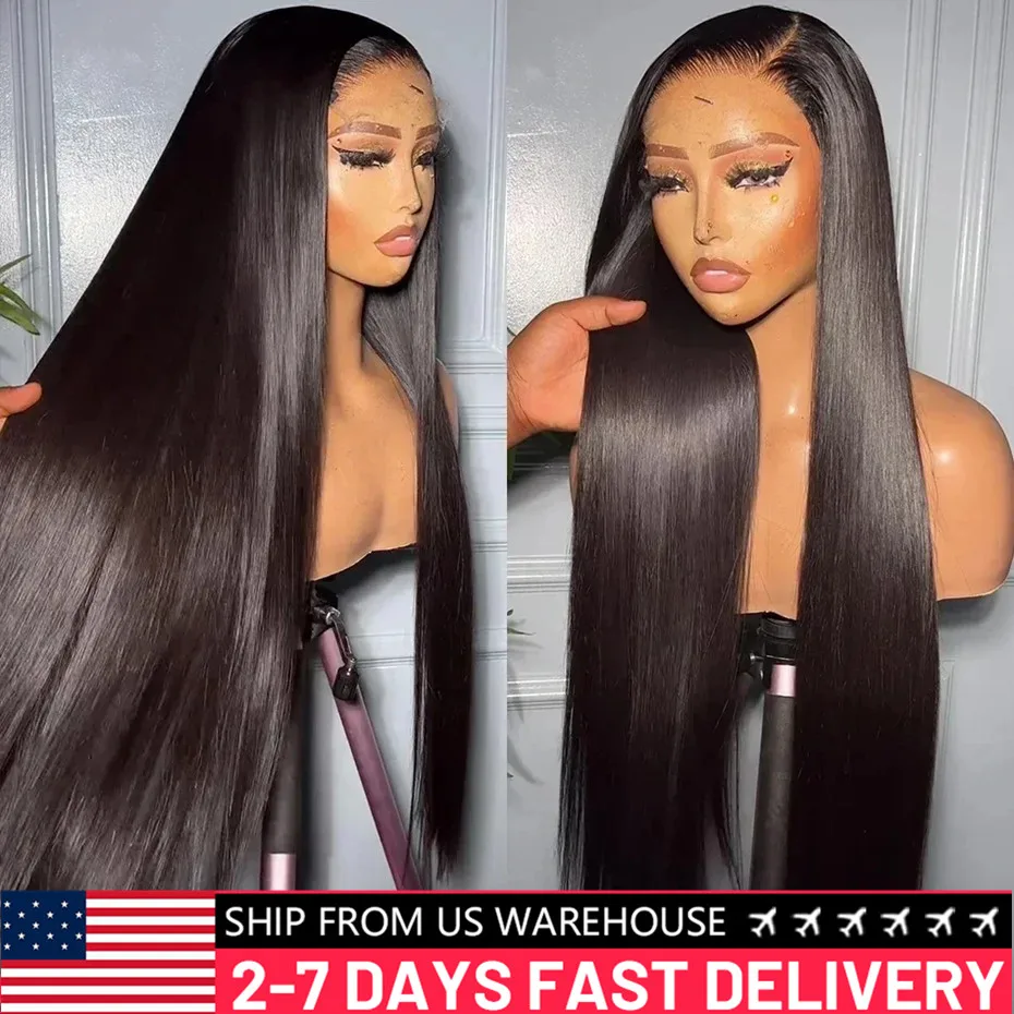 30 32Inch Ready Wear Glueless Wig Bone Straight 13x6 13x4 HD Lace Frontal Wig Human Hair Preplucked 6x4 Transparent Lace Wig