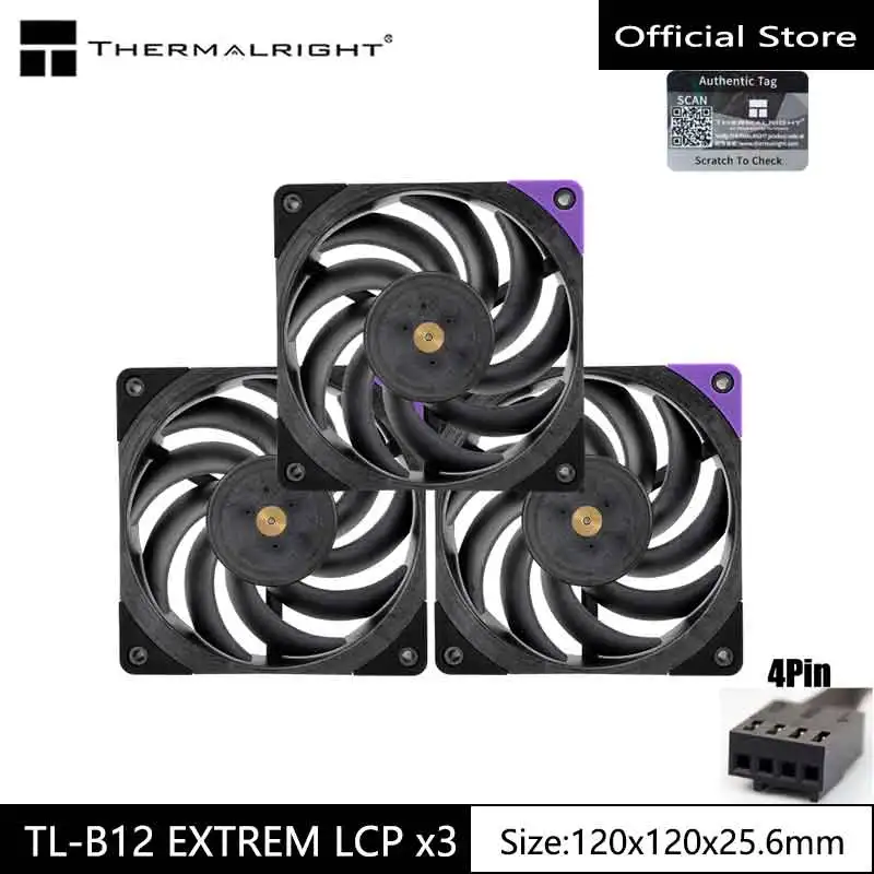 

Thermalright TL-B12 EXTREM LCP Case Fan 12CM Double Ball Bearing Full LCP Polymer Material Industrial Grade Cooling Fan