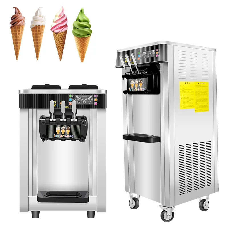 Three Flavors Soft Noodle Machine Soft Roll  Manufacturer Commercial Desktop Ice Cream Machine For Sale