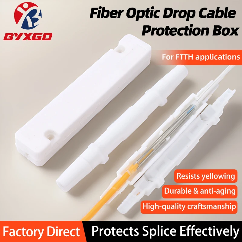 

Защитный бокс для оптоволокна BYXGD 2 входа/2 выхода, круговой защитный фитинг для оптоволоконного кабеля FTTH, водонепроницаемый защитный кожух из АБС-пластика для оптоволокна
