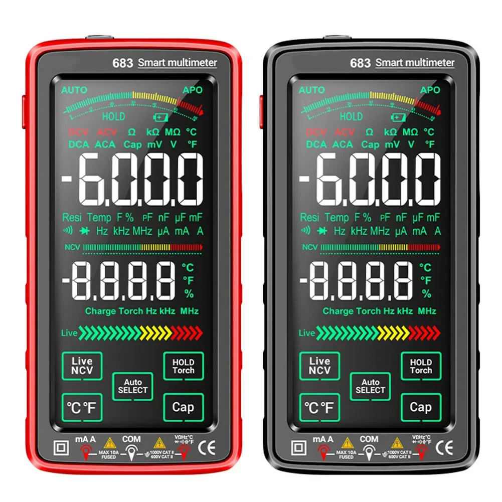 

For ANENG 683 6000 Count Digital Multimeter Smart Anti-burn Rechargeable Meter NCV Tester 5 Inch LCD Backlight Flashlight