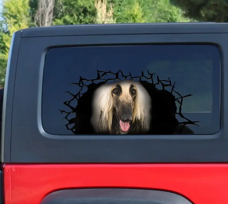 Afghan hound car decal, cracked window decal , Afghan hound car sticker