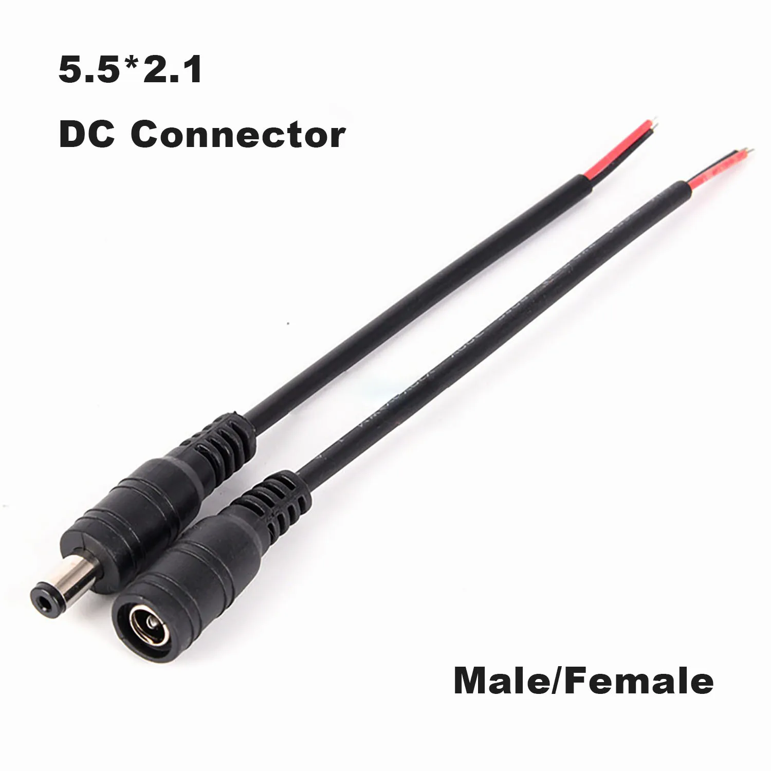 22AWG DC 5.5*2.1 Male/Female Jack Extension Cable 15cm 5-12V Power Cord for LED Strip Lights & CCTV Cameras