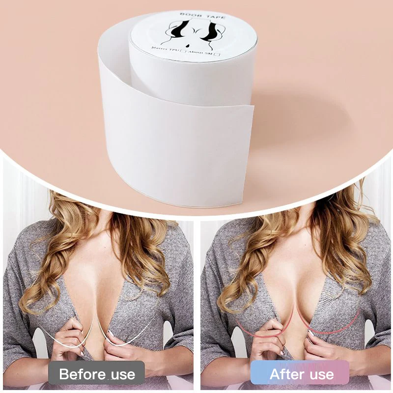 1 Roll 5M Women Transparent Breast Nipple Covers Push Up Chest Patch Body Invisible Lift Tape Adhesive Bras Sexy Bra Pasties