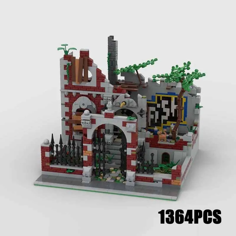 Moc Building Blocks Modular Ruined Villa Technical Bricks DIY Assembly Ruins Street View Toy For Child Halloween Gift