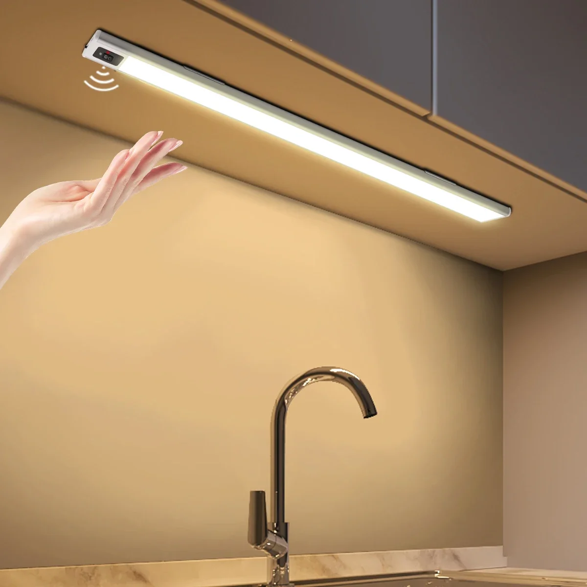 Wireless LED Motion Sensor Night Light Hand Sweep Induction USB Rechargeable 20cm/40cm Light Bar for Kitchen Cabinet Wardrobe