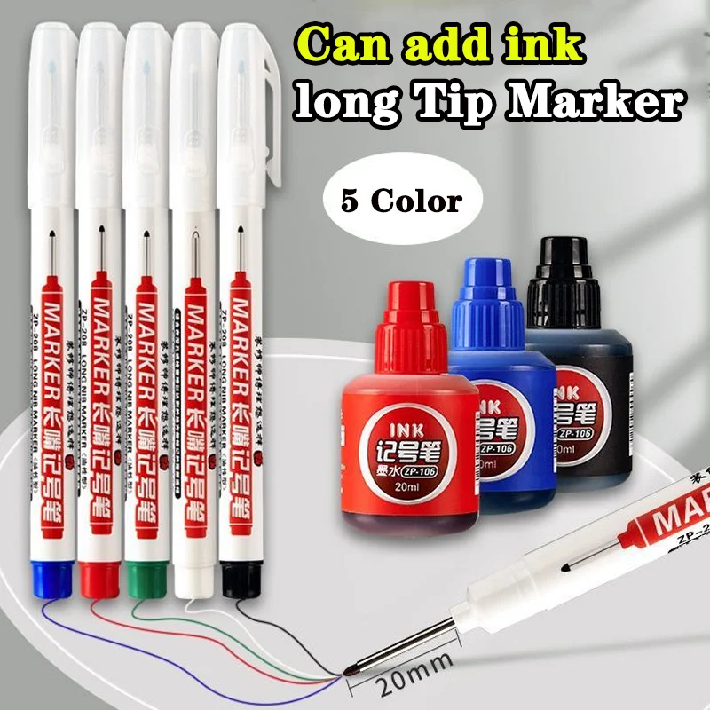 multipurpose long tip marker pode adicionar tinta buraco profundo long mouthed pen escrever tinta preta branca posicionamento de fabrica 0710 nib pcs 01