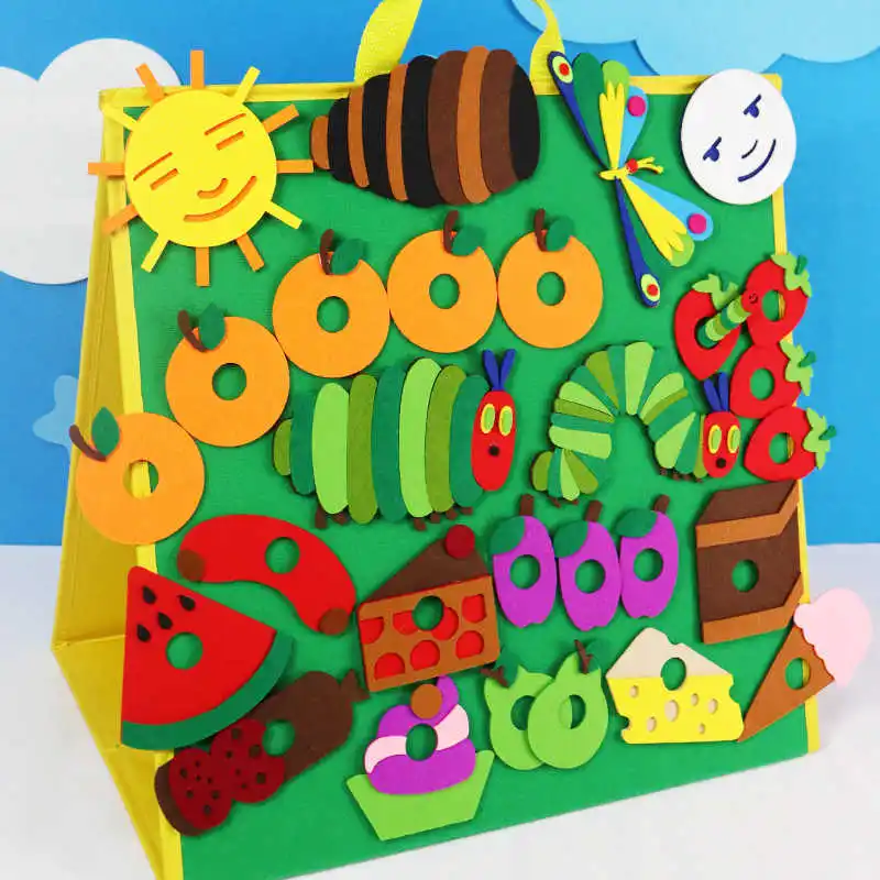 New In Stock Hungry Caterpillar Performance Props Felt Toys English Picture Books Teaching Aids Open Classes Gifts Triangle Kids