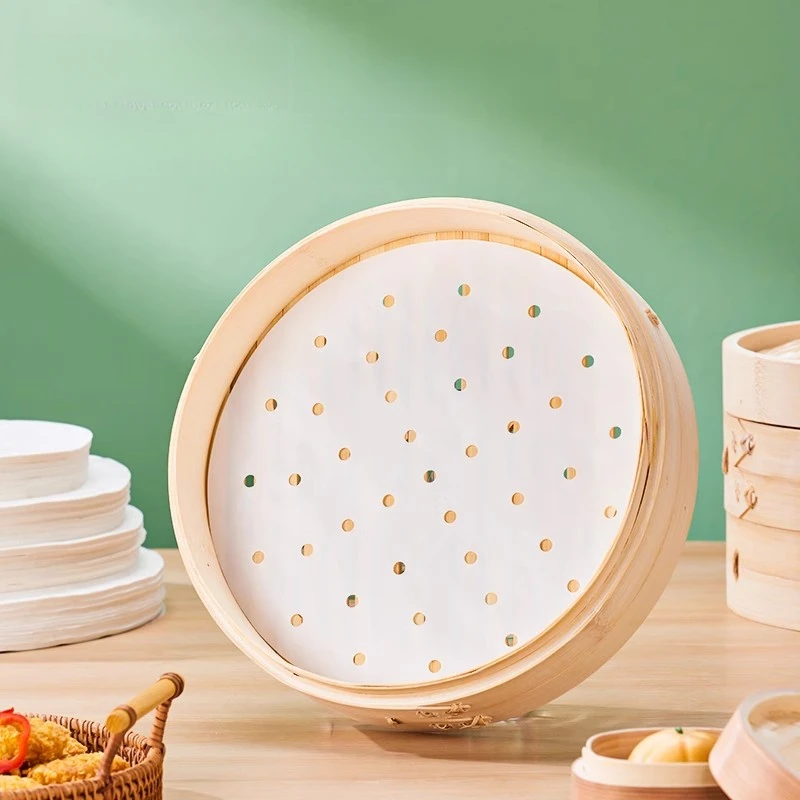 GIANXI Home Food Grade Not Easy Break Easy Peel Disposable Non Stick Paper Steamed Bun Pad Paper Air Fryer Oiled Paper