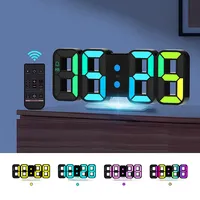 3D LED Digital Alarm Clock with Remote Control Adjustable Brightness Ambient Light Large Wall/Table Clock for Bedroom Office