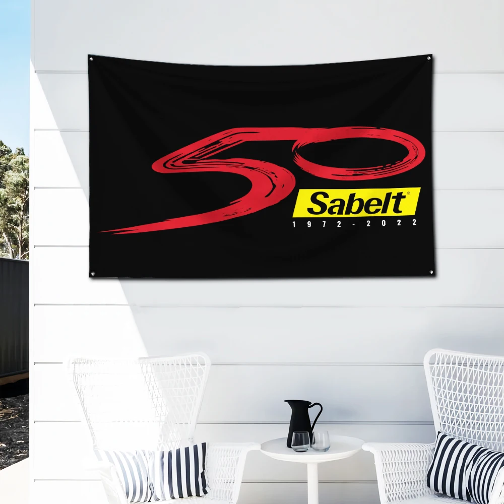 Sabelts Racing Flag Polyester Digital Printing Banner 4 Sizes for Garage Wall Art Out Door Decoration With Brass Grommets