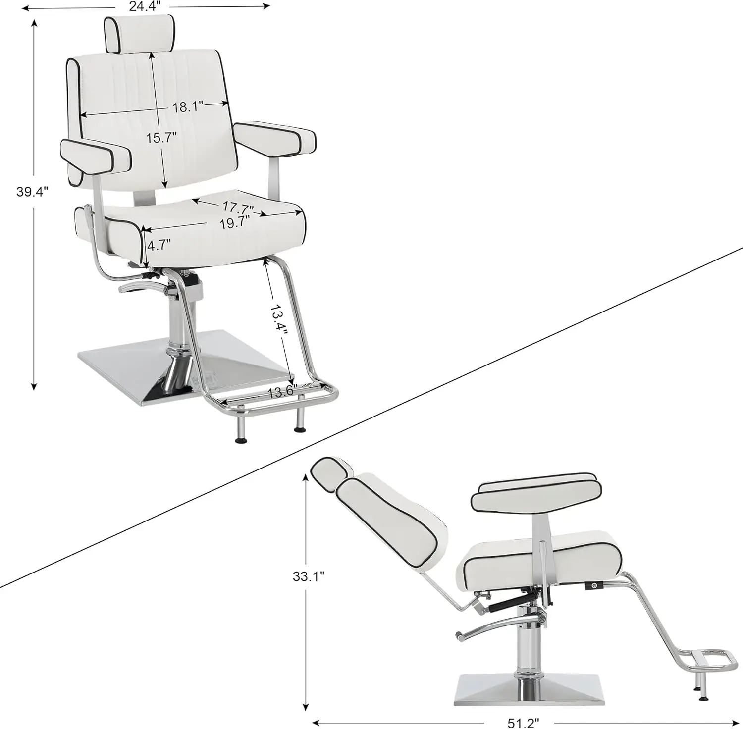 Classic Barber Chair All Purpose Modern Hydraulic Recline Swivel Heavy Duty Hair Salon Styling Beauty Spa Equipment