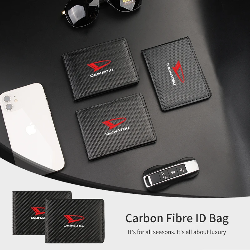 Carbon Fibre Car Driver License Cover Credit Card Holder Storage Accessories For Daihatsu Terios Sirion Mira Materia Rocky YRV