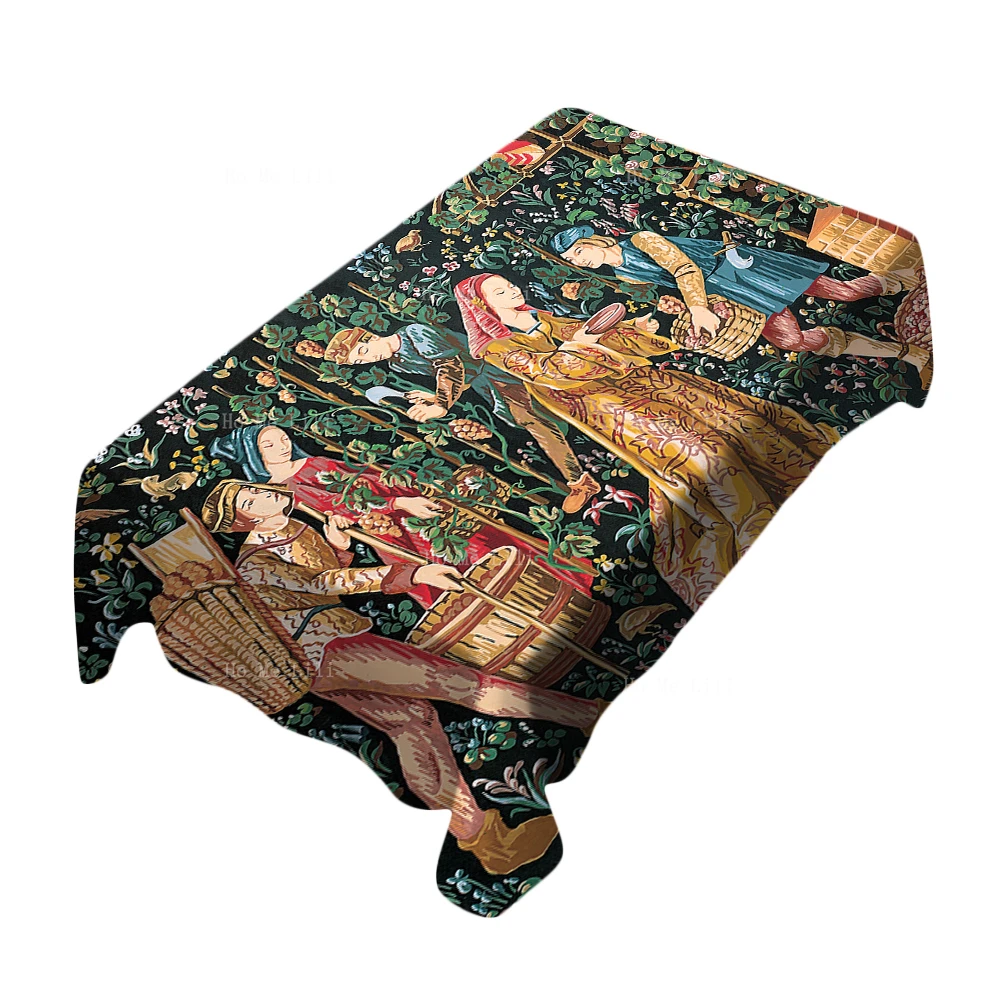 Bath And Reading In The Garden September's Grape Harvest Scene Christ Redeems Mankind Tablecloth By Ho Me Lili For Table Decor