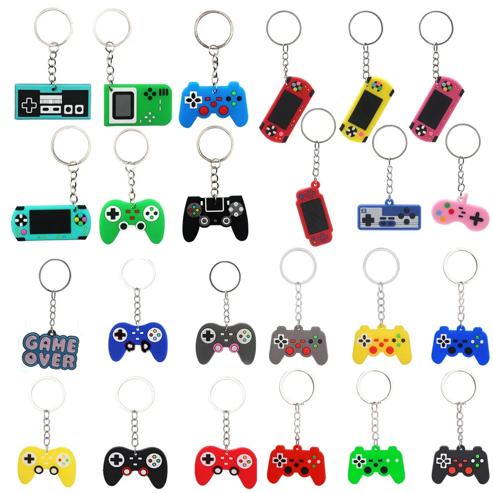 6/12/24Pcs Video Game Machine PVC Keychains Kids Birthday Party Favors Gift for Guest Goodie Pinata Fillers Backpack Pendant Toy