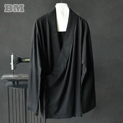 Chinese Traditional Clothes Plus Size Hanfu Plus Size Vintage Linen Cardigan Men Tai Chi Kung Fu Shirt Casual Long Sleeve Male