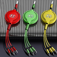 Car Charger Head 3 In 1 Charging Data Cable USB Type-C For Hyundai NLINE I30 I20 Venue Tucson Kona IX35 I40 IX20 Auto Accessorie