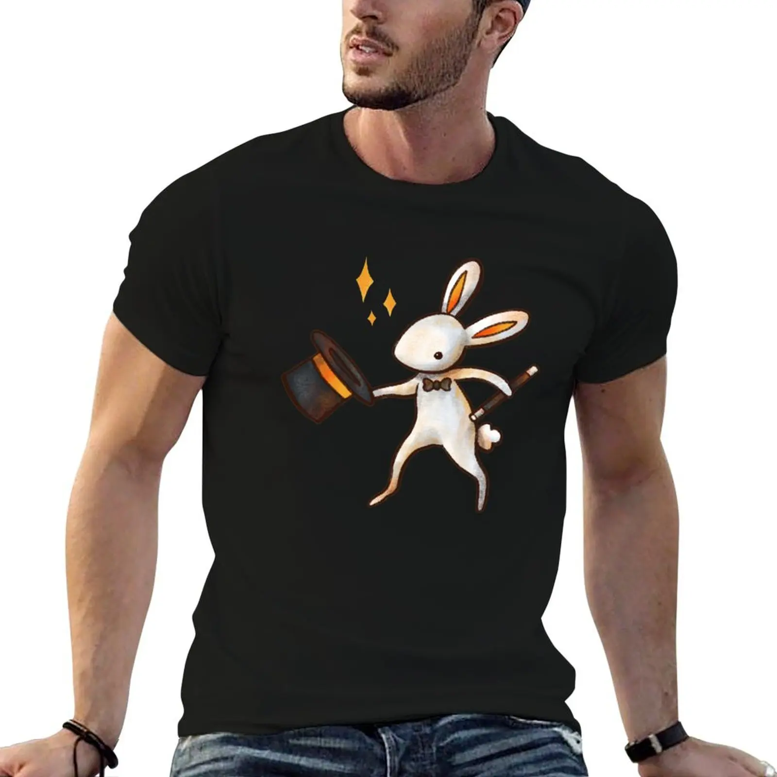 تي شيرت الساحر الأرنب تي شيرت للرجل جرافيك مضحك رجل جرافيك تي شيرت #1