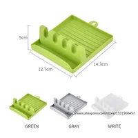 Simple Plastic Multi-functional Household Kitchen Spoon Rests Holder Pot Clips Organizer Rack Non-slip Pad for Spatula Pot Lids 5