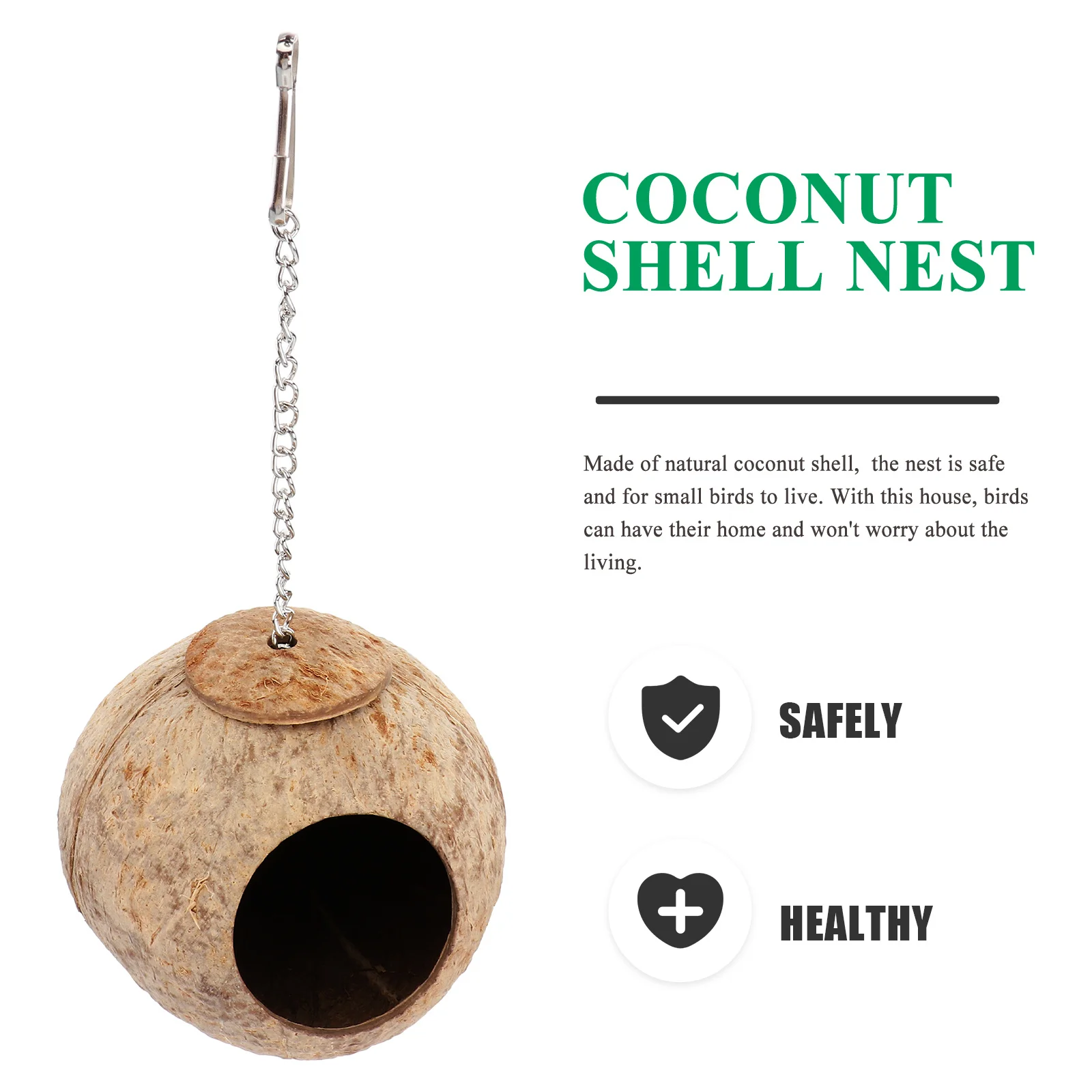 

Natural Coconut Shell Bird Nest for Parakeets Budgerigar Small Pets Outdoor Bird House Warm Safe Coconut Shell Nest