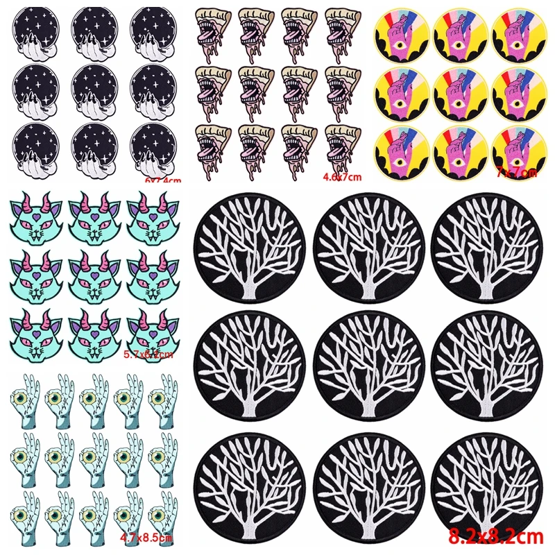 10Pcs/Lot Punk Patch Iron On Embroidered Patches For Clothing Thermoadhesive Patches On Clothes Magic Witchcraft Hip Hop Patch