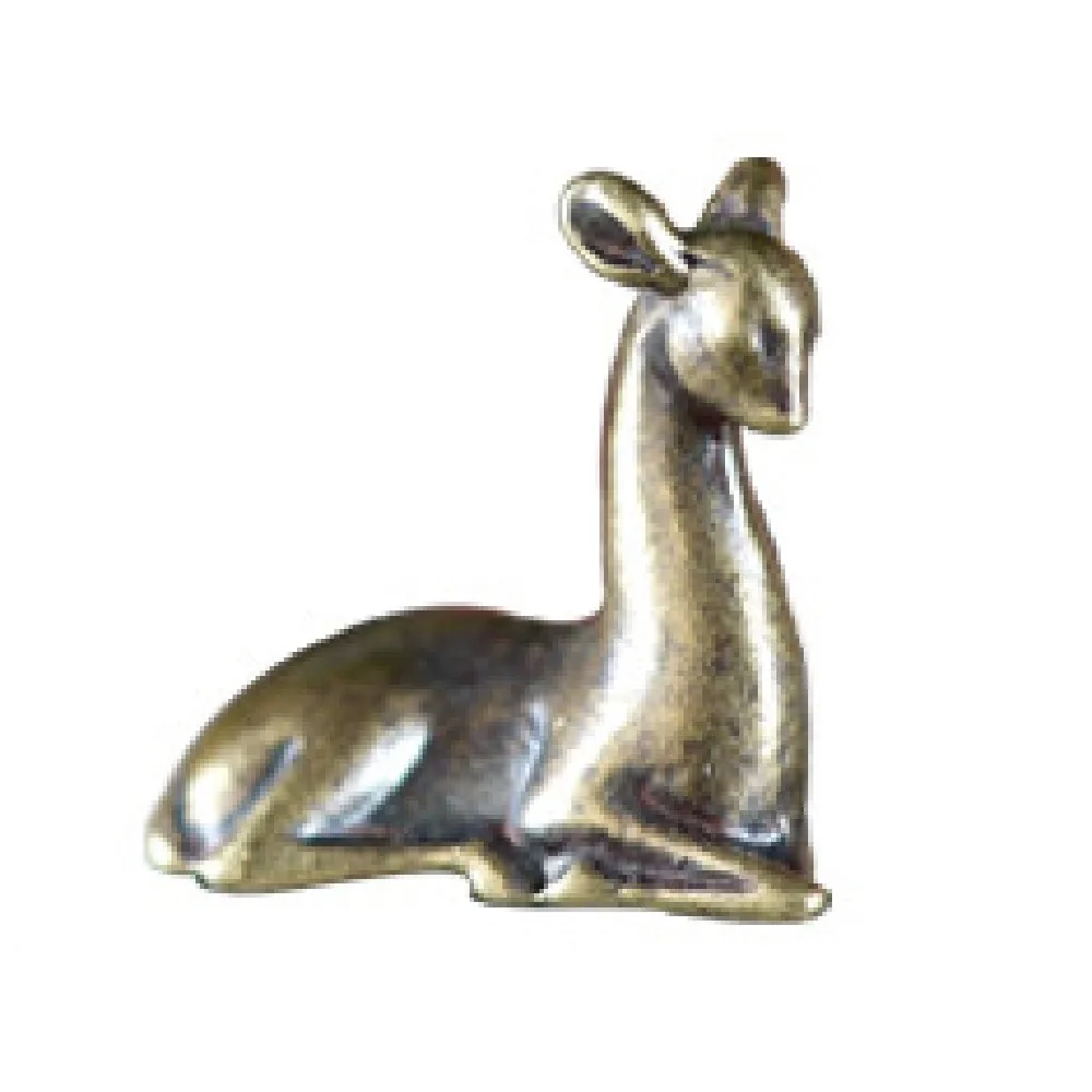 Copper Alloy Sika Deer Ornament Retro Mini Vintage Animal Figurines Anti-rust Durable Tabletop Small Ornaments Tabletop Decor