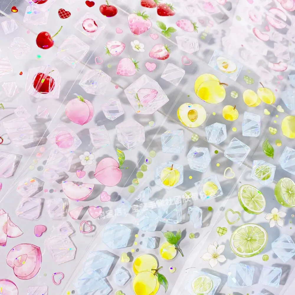 

Washi Pet Tape Journal Fruit Ice Cubes Day And Night Journal Studio Cherry Grass Scrapbooking Phone Case Sticker Loop Sample