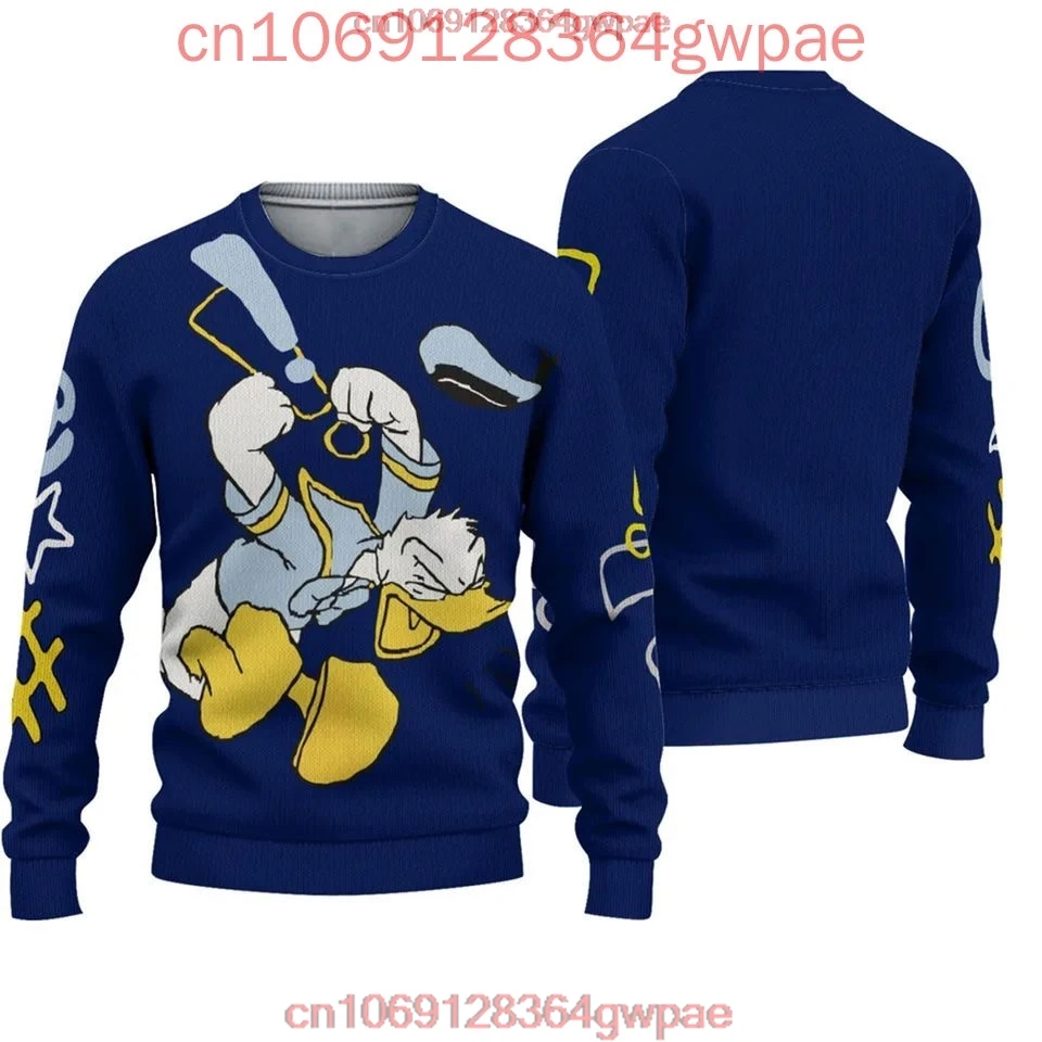 Sweater Disney Donald bebek pria wanita, atasan Sweater 3d Disney jelek Natal Anime hadiah Natal