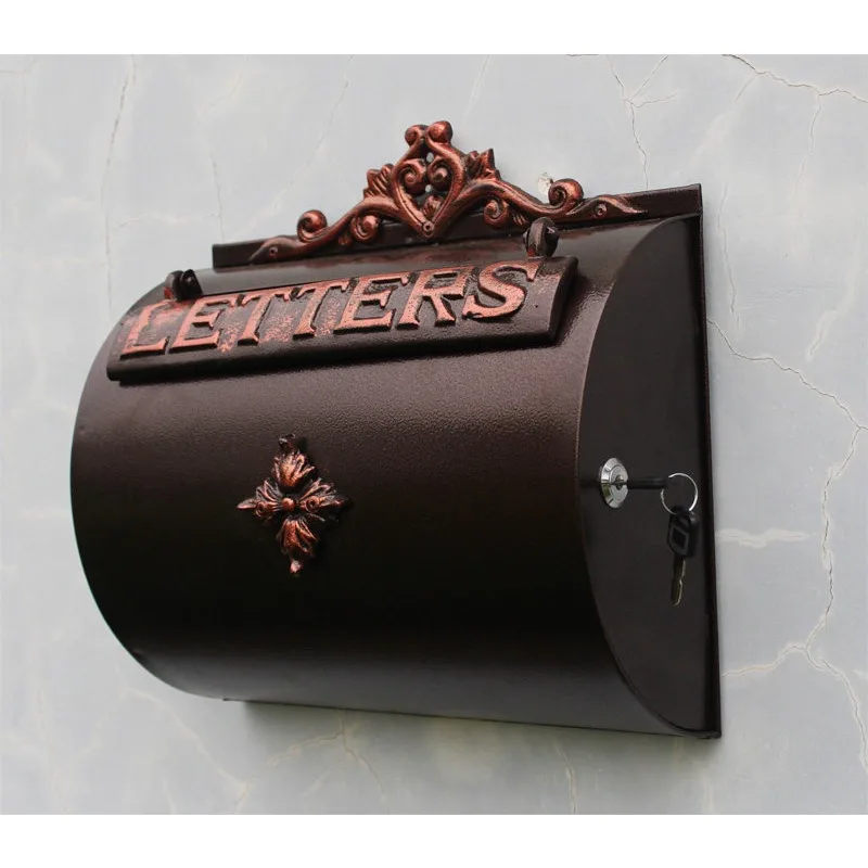 European Style Garden Creative Home Decor Cast Aluminum Wall Mounted Mailbox Vintage Iron Mail Box for Villa House Decoration
