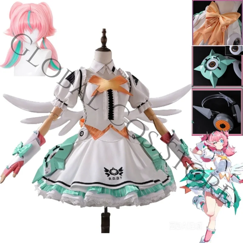 Aria Cosplay Costume Angels of Delusion White Magical Girl Dress Green Layered Skirt Accessories and Wig Game Zenless Zone Zero view 5