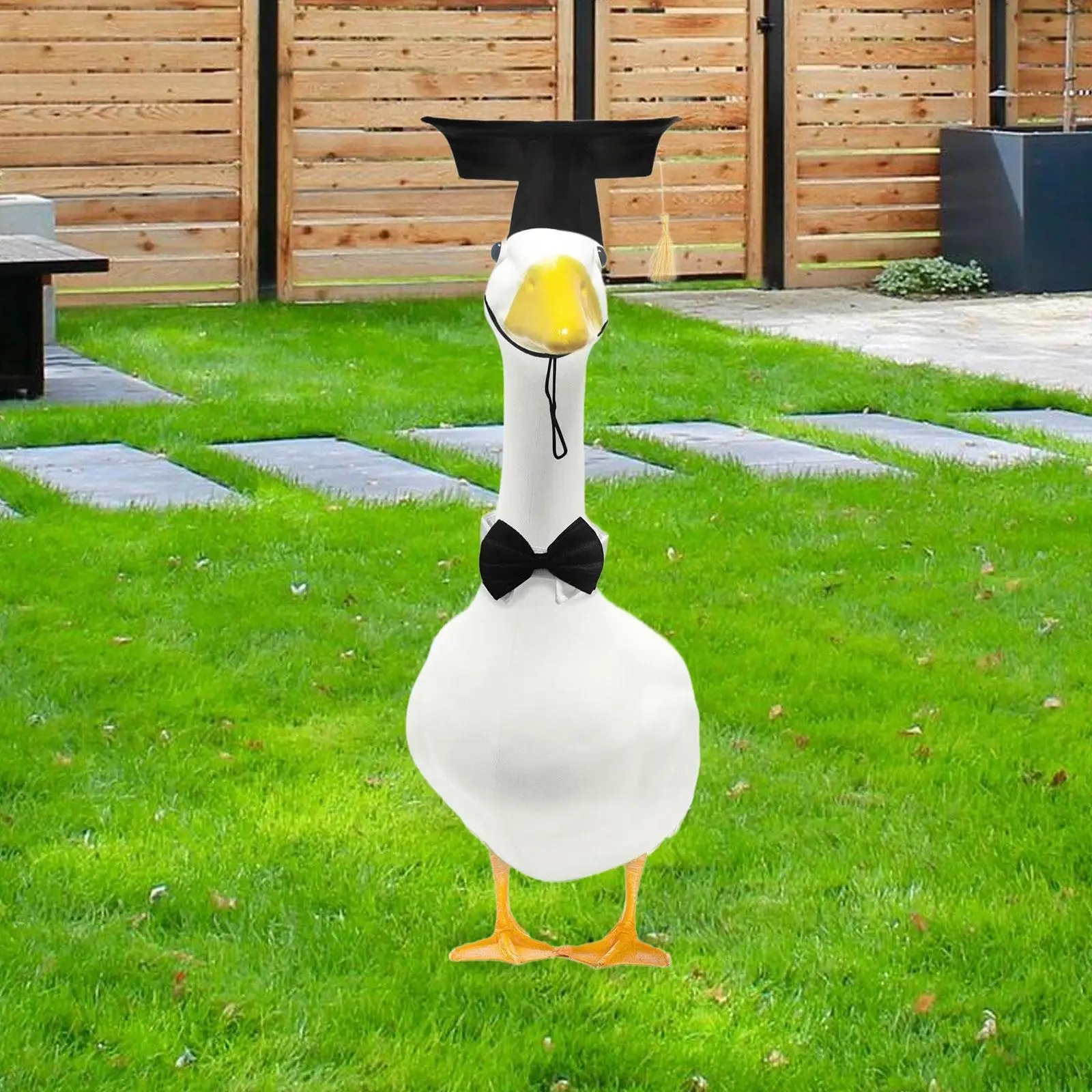 Graduation Porch Goose Outfit Graduation Cap and Bow Tie Fits 23 inch Statue Creative Goose Clothing for Lawn Yard Backyard