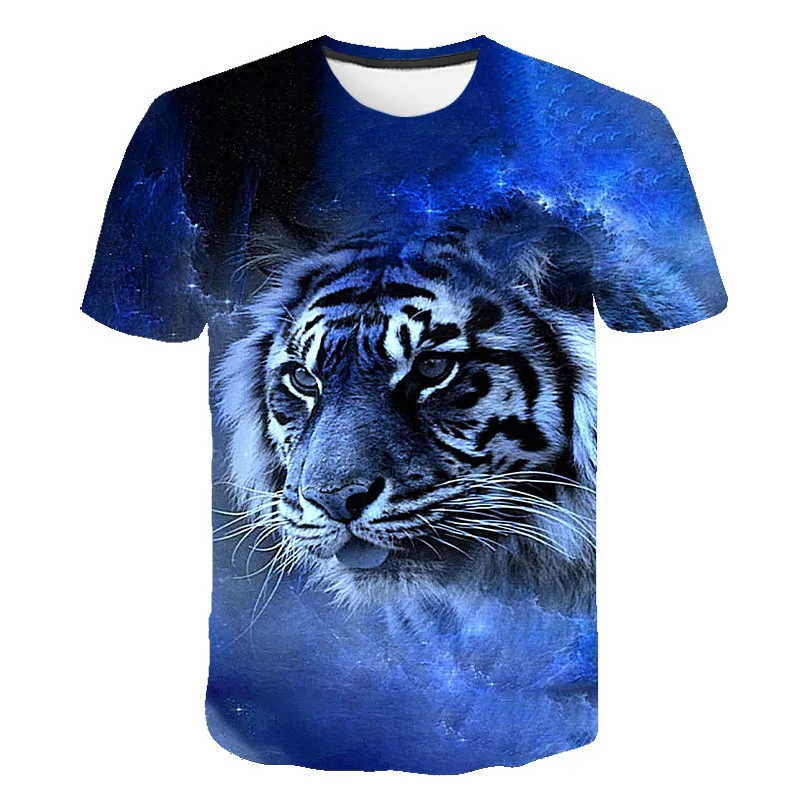 Summer Tiger 3D Print T-Shirts Streetwear Animal Men Women Fashion Oversized Short Sleeve T Shirt O-Neck Male Tees Tops Clothing