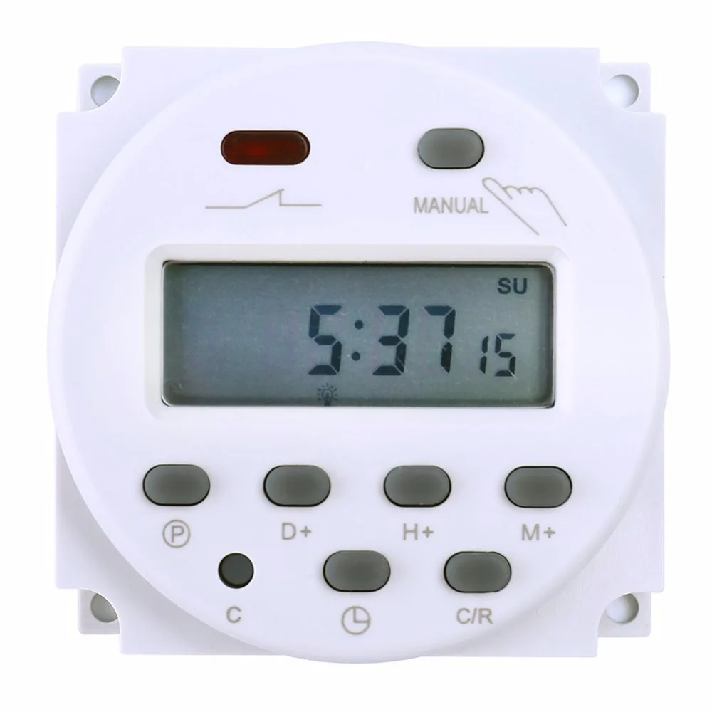 AC 220V Digital Round LCD Power Programmable Timer Time Relay 16A Switch Support 17-times Daily Weekly Program CN101 Switch