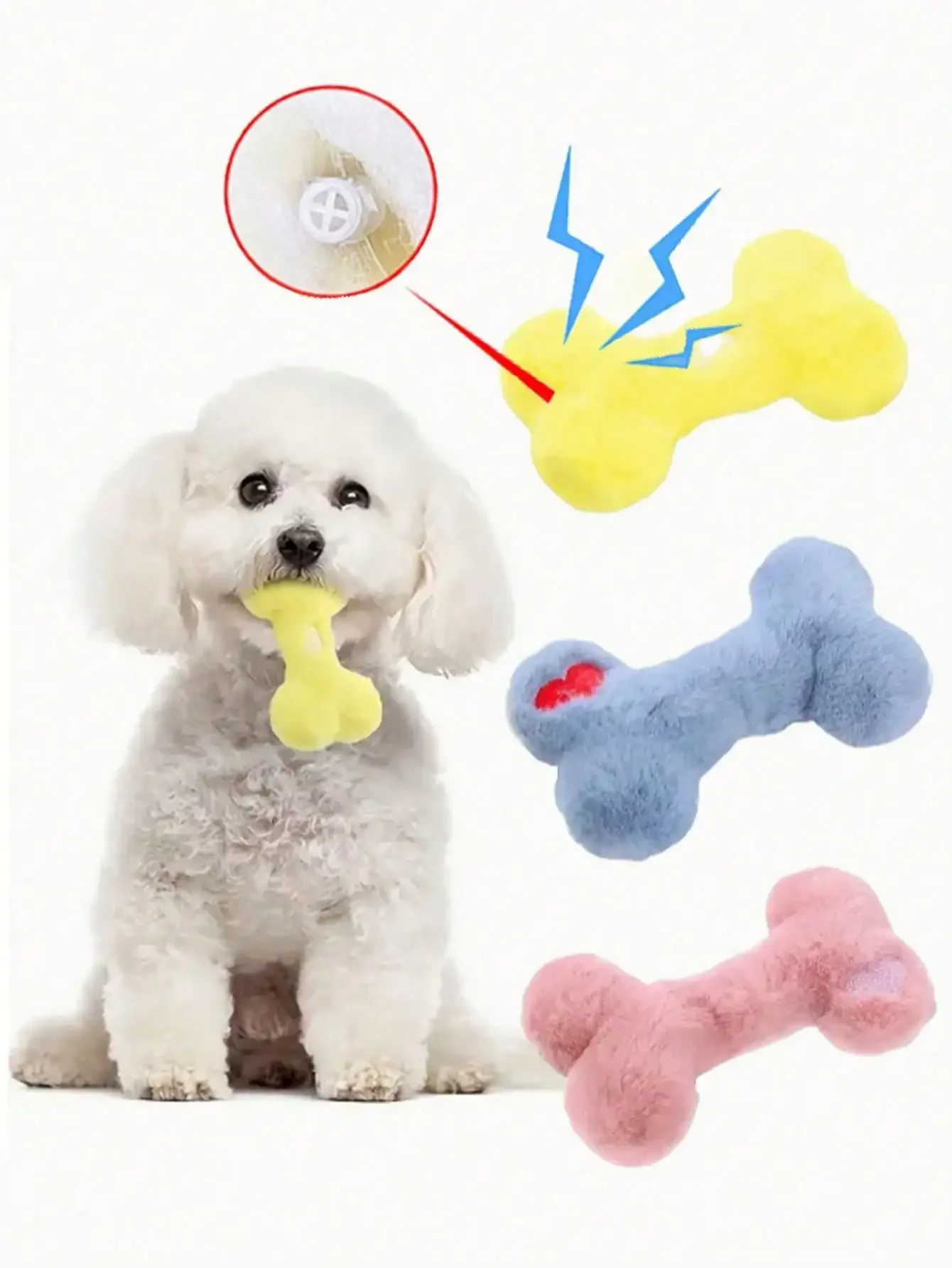 

Dog Toy - Squeaky Calming Dog Toy, Suitable For Puppy, Large Dog Toy, Chewing Squeaky Puppy Interactive Fetch Toy - Small Bone
