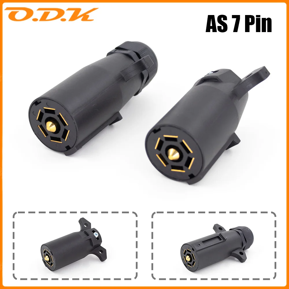 

12 В AS 7-контактный конец прицепа, круглый разъем для освещения в стиле автофургона, штыревая розетка, американский адаптер проводки, аксессуары для буксировки каравана